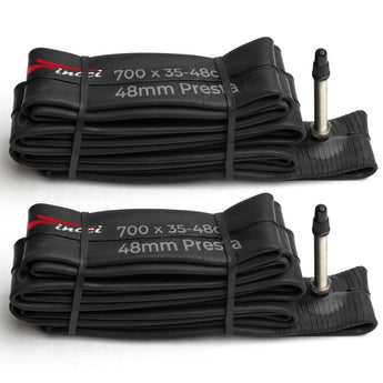 Fincci 700x35c / 38c / 40c / 42c / 45c / 48c Bike Inner Tube – 48mm Presta Valve 28c Inner Tube – Butyl Rubber – Fits Hybrid, Road & Gravel Bikes – Pack of 2