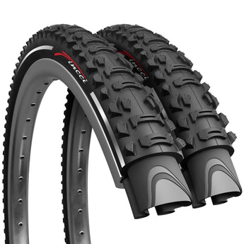 Fincci Pair 26x1.95 Bike Tire - Foldable 26 inch Bike Tire with Reflective Sidewall 60 TPI – Kevlar Bead 26 inch Mountain Bike Tires MTB & Hybrid Off-Road Bicycle Tires – Pack of 2