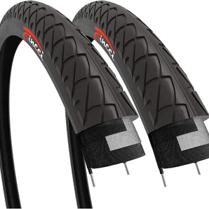 Fincci Pair 26x2.125 Bicycle Tire - Slick City 26 inch Bike Tires - 53-559 Foldable Mountain Bike Tires & Kevlar - 26 x 2.125 Wheelset for Electric, Folding Road Bikes, Bike Trainer MTB Accessories