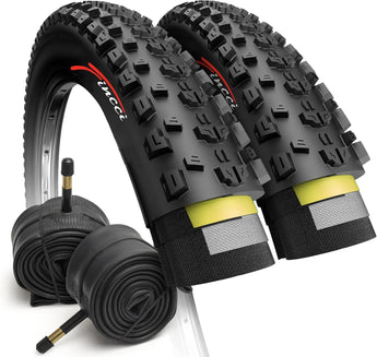 Fincci 27.5 x 2.25 Inch Mountain Bike Tire Foldable 57-584 60 TPI with Nylon Protection with Schrader Inner Tubes 48mm for All Mountain Enduro MTB Hybrid Bike Bicycle