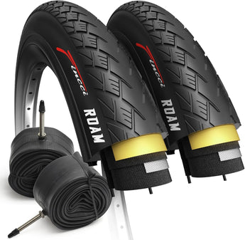 Fincci City 700x35c Bike Tire with 700c Bike Tube Presta - Pair Foldable 700c Tires, 37-622 with 1 mm Puncture Proof Resistant - Kevlar Road Bike Tires 28 inch for Touring, Hybrid, Electric Bicycles