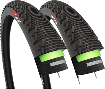 Fincci Pair 26x1.95 Bike Tire - Enduro 26 inch Bike Tires with 1 mm Nylon Puncture Resistant, 50-559 Foldable Mountain Bike Tires with Kevlar - 26" for Electric, Folding, Hybrid Bikes, MTB