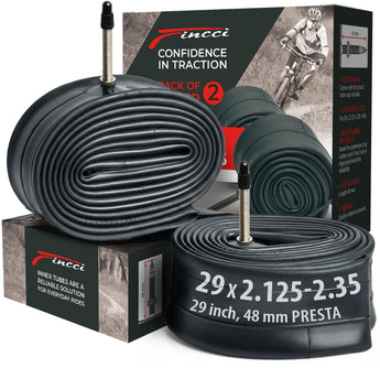 Fincci Bike Inner Tube 29 x 2.1/2.125/2.2/2.3/2.35 - Presta Valve Inner Tubes 48mm for Cycle Bicycle Bike Tire 29 inch Bike tire Tube - Pack of 2