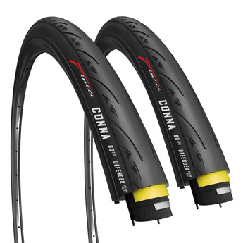 Fincci 700 x 25c Foldable Road Bike Tires – 25-622 ETRTO, 60 TPI, LVL3 Nylon Antipuncture – 700c Bike Tire / 28 Inch Bike Tire for Racing, Touring, Commuting – Set of 2