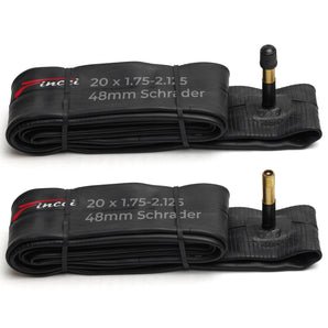 Fincci BMX 20x1.95 Bike Tube - Pair 20 inch Bike Tube x 1.75 1.95 2.0 2.1 2.125 Inch with 48mm Schrader Valve - Inner Tube for Cycling on Mountain, MTB, Kids, Childs Bicycle - BMX Parts 20"