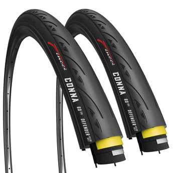 Fincci Conna Pair 700x23c Tires Road Bike 23-622 Foldable Bike Tire 60TPI with 1mm Antipuncture Protection for Cycling Racing Touring - Pack of 2 Bicycle Tires 700 x 23c