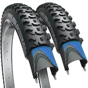 Fincci Durable 26x 2.1 Bike Tire - Enduro 26 inch Bike Tires with 2.5 mm Nylon Puncture Resistant, 54-559 Foldable Mountain Bike Tires 27 TPI - MTB 26 Tire for Electric, Folding, Hybrid Bicycles