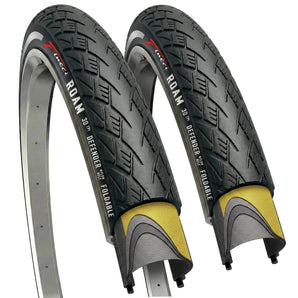 Fincci Pair 700x35c Tire Foldable 37-622 with 1mm Antipuncture Protection for Cycle Road Mountain MTB Hybrid Touring Electric Bike Bicycle with 700 x 35c Tires - Pack of 2
