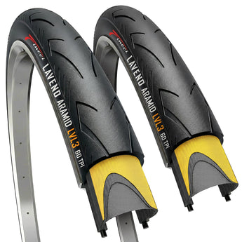 Fincci Durable 700x32c Bike Tire - Pair Foldable Lightweight Kevlar 700c Tires 32-622 with 1 mm Nylon Puncture Proof - 28 inch Bicycle Tires for Electric, Road, Folding, Gravel & Hybrid Bikes - 60 TPI
