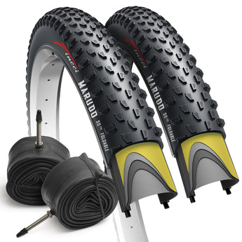 Fincci MARUDO Pair 29 x 2.10 Inch Bike Tire 52-622 Foldable Tires with 1mm Anti Puncture Proof Protection and Presta Valve Inner Tubes 48mm for MTB Mountain Gravel Hybrid Bike Bicycle - Pack of 2