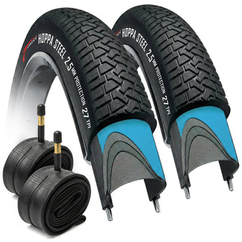 Fincci Set BMX 56-406 20x2.10 Bike Tire and 20 inch Tube Schrader - Foldable 20 inch Bike Tire with 2.5 mm Nylon Puncture Proof 27 TPI for Tricycle Road, Trick, Trike, Electric Freestyle Bicycles