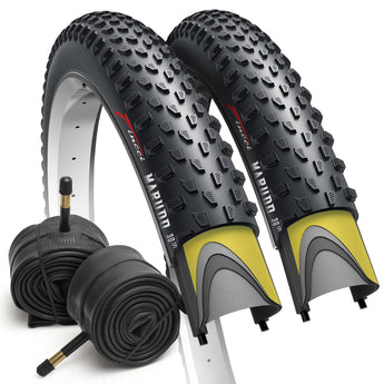 Fincci MARUDO Pair 29 x 2.10 Inch Bike Tire 52-622 Foldable Tires with 1mm Anti Puncture Proof Protection and Schrader Inner Tubes 48mm for MTB Mountain Gravel Hybrid Bike Bicycle - Pack of 2