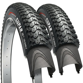 Fincci Bike Tires 26 x 2.125 - Pair 57-559, 26 inch Mountain Bike Tires - Black Foldable Kevlar Knobby 26 inch Bike Tires for Dirt,
Trail,
Enduro, Off Road Bicycles, 26" MTB All Terrain Bike Tires