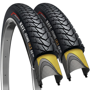 Fincci Urban 700x45c Bike Tire - Pair Gravel Lightweight Kevlar 700c Tires 47-622 with 1mm Nylon Puncture Proof - Foldable 28 inch Bicycle Tire for Electric, Road, Hybrid & City Commuter Bikes, 60 TPI