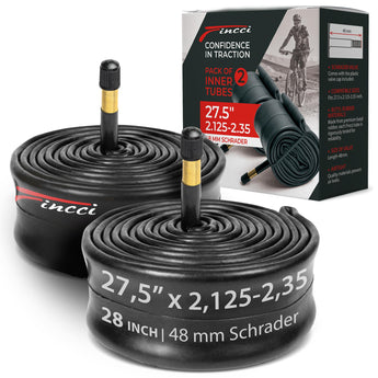 Fincci Pair 27.5 x 2.10-2.35 Inch Bike Inner Tubes, 48mm Schrader Valve – Pack of 2, Ideal for Mountain, MTB, Road, and Hybrid Bicycles