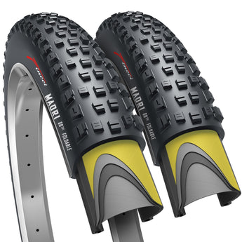 Fincci Maori 27.5 x 2.35 Bike Tires - Foldable Kevlar 27.5 Mountain Bike Tires with 1mm Nylon Puncture Resistant - Black 27.5" 60-584 Fast Rolling Tread for Electric, Folding, MTB Hybrid Bikes 60 TPI