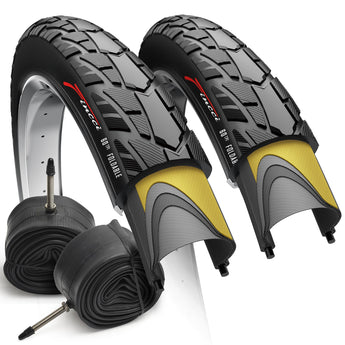 Fincci Pair 700x40c Bike Tires – Foldable 42-622 ETRTO with Presta Inner Tube with Nylon Antipuncture Protection, 60 TPI for Gravel, Road, Hybrid & Touring Bicycles – Pack of 2