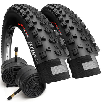 Fincci 26 x 2.25 Inch Foldable Mountain Bike Tires with Schrader Inner Tubes – 57-559 – 2 Pack – Kevlar Bead – MTB, Road & Off-Road Bicycle Tires