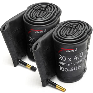 Fincci 20x4.0 Fat Tire Tube – 48mm Schrader Valve, Pack of 2 – Durable Butyl Rubber for Fat Tire Electric Bikes and 20-Inch Wheels
