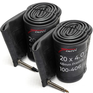 Fincci 20 x 4.0 Fat Bike Inner Tubes – 48mm Presta Valve, Pack of 2 – Durable Butyl Rubber for Fat Tire Electric Bikes and 20-Inch Wheels