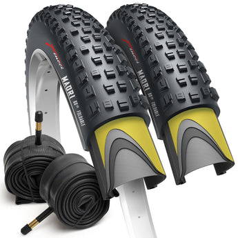 Fincci Set Foldable Kevlar 29x2.25 Mountain Bike Tire with Inner Tubes Schrader - 29 inch Bike Tire Maori 60 TPI with 1 mm Nylon Puncture Resistant for Mountain, Electric, Enduro, MTB, XC Bicycle