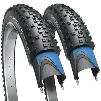 Fincci Durable 29 x 2.10 Mountain Bike Tires - 2er Foldable MTB Tires 29 with 2.5 mm Nylon Puncture Proof - Black Grooved 52-622, 29 inch Bike Tire for Folding, Electric, XC, Enduro, Hybrid Bicycles