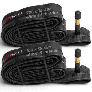 Fincci 700x35c / 38c / 40c / 42c / 45c / 48c Bike Inner Tube – 48mm Schrader Valve 28c Inner Tube – Butyl Rubber – Fits Hybrid, Road & Gravel Bikes – Pack of 2