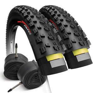 Fincci 27.5 x 2.25 Inch Mountain Bike Tire Foldable 57-584 60 TPI with Nylon Protection with Bike Inner Tubes 48mm Presta Valve for All Mountain Enduro MTB Hybrid Bike Bicycle