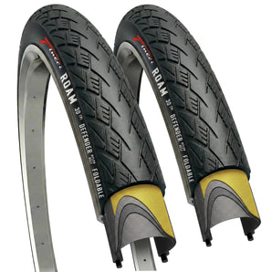 Fincci Roam 700 x 32c Foldable Bike Tires with Anti-Puncture Protection 1mm Nylon – 32-622 – Pack of 2 – for Electric, Road & Hybrid Bicycles