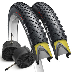 Fincci MARUDO Pair 29 x 2.10 Inch Bike Tire 52-622 Foldable Tires with 1mm Anti Puncture Proof Protection and Presta Valve Inner Tubes 48mm for MTB Mountain Gravel Hybrid Bike Bicycle - Pack of 2