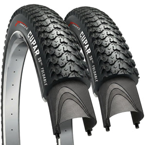 Fincci Bike Tires 26 x 2.125 - Pair 57-559, 26 inch Mountain Bike Tires - Black Foldable Kevlar Knobby 26 inch Bike Tires for Dirt, Trail, Enduro, Off Road Bicycles, 26" MTB All Terrain Bike Tires